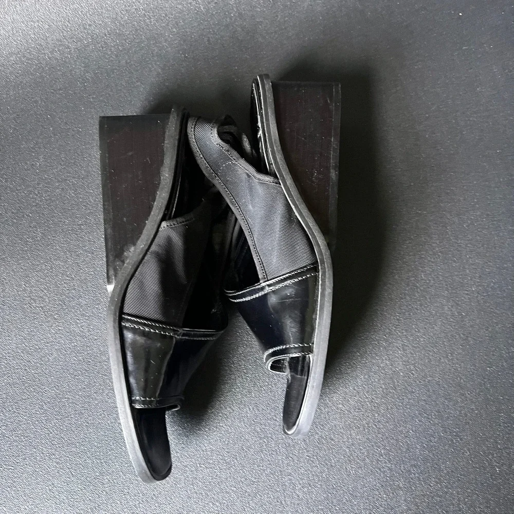 Paloma Patent Leather Mesh Wedge Sandals Slingback Italy 8.5 B Avant Garde Y2k